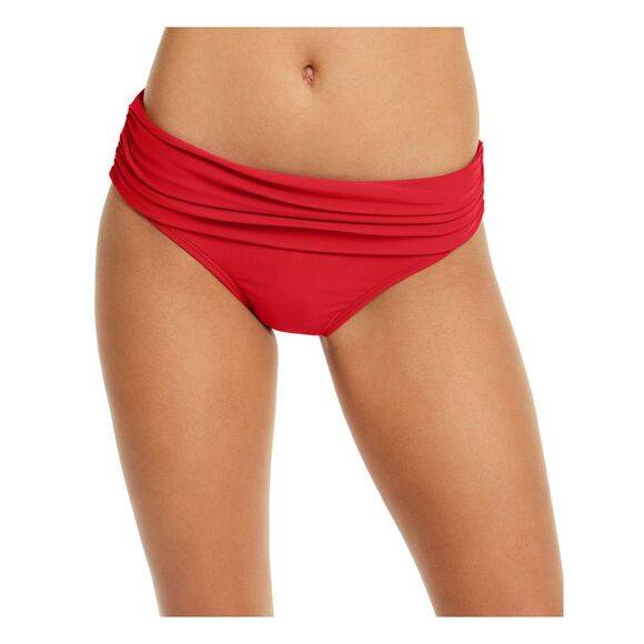 NWT TOMMY HILFIGER Women's Red Stretch Foldover Waist Bikini Swimsuit Bottom S - Picture 1 of 2